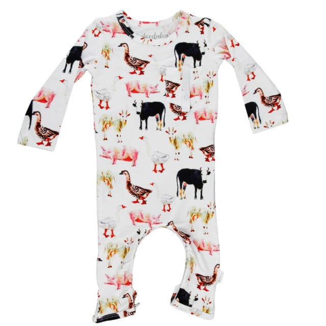 E I E I O - Doodalou Bamboo Baby Romper - 18 - 24 Months
