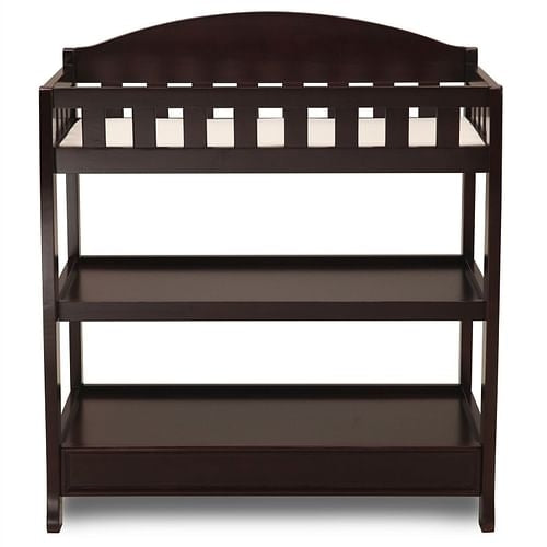 Dark Brown Wooden Changing Table with Changing Pad