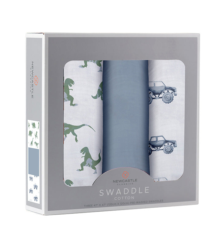 Rough Terrain Dinosaur Cotton Swaddle 3 Pack