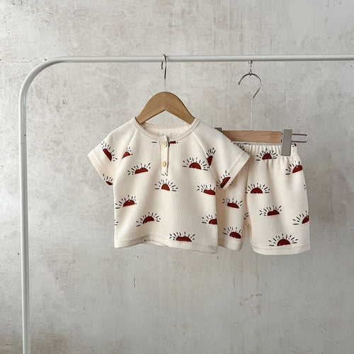 Waffle Fabric Shorts Set