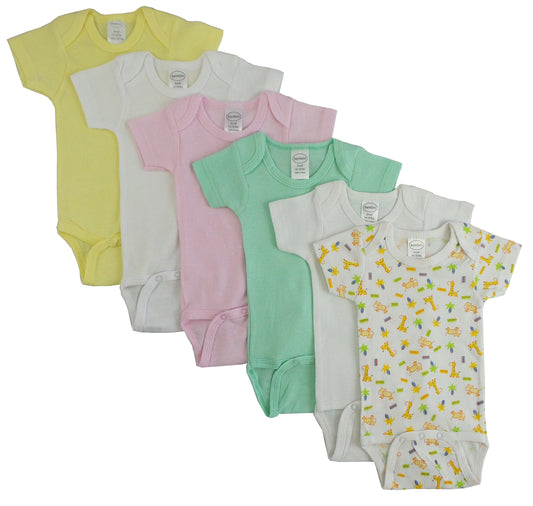 Pastel Girls Short Sleeve Bodysuit 6 Pack