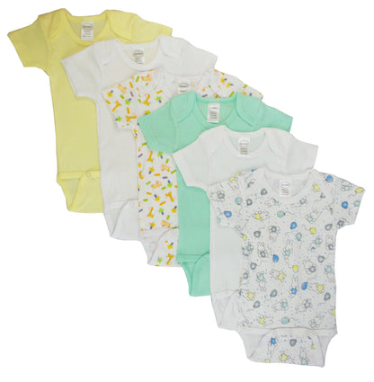 Bambini Boys' Printed Short Sleeve Bodysuit 6 Pack
