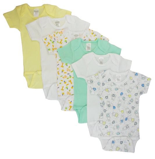Bambini Boys' Printed Short Sleeve Bodysuit 6 Pack