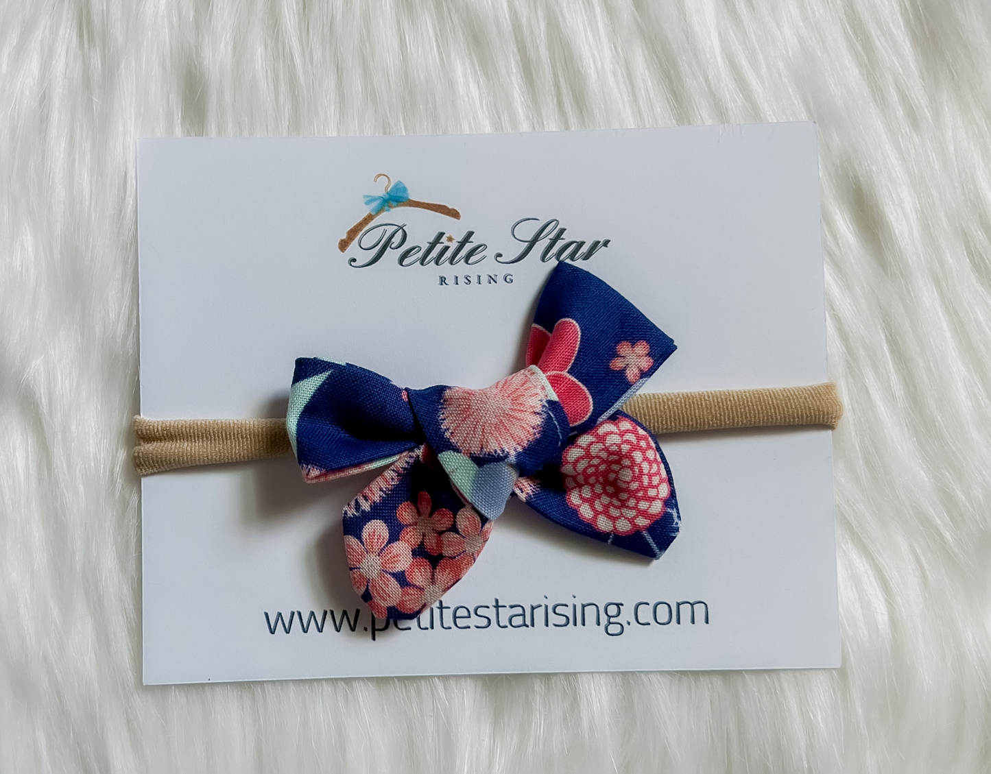 Dark Blue Floral Baby Headband