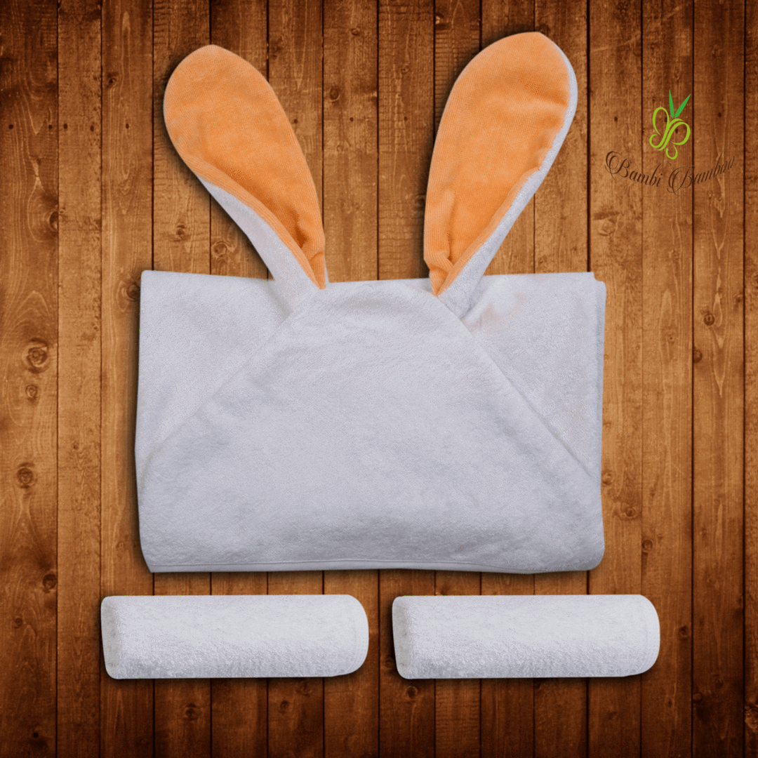 Bunny Hooded Towel & 2 Washcloths