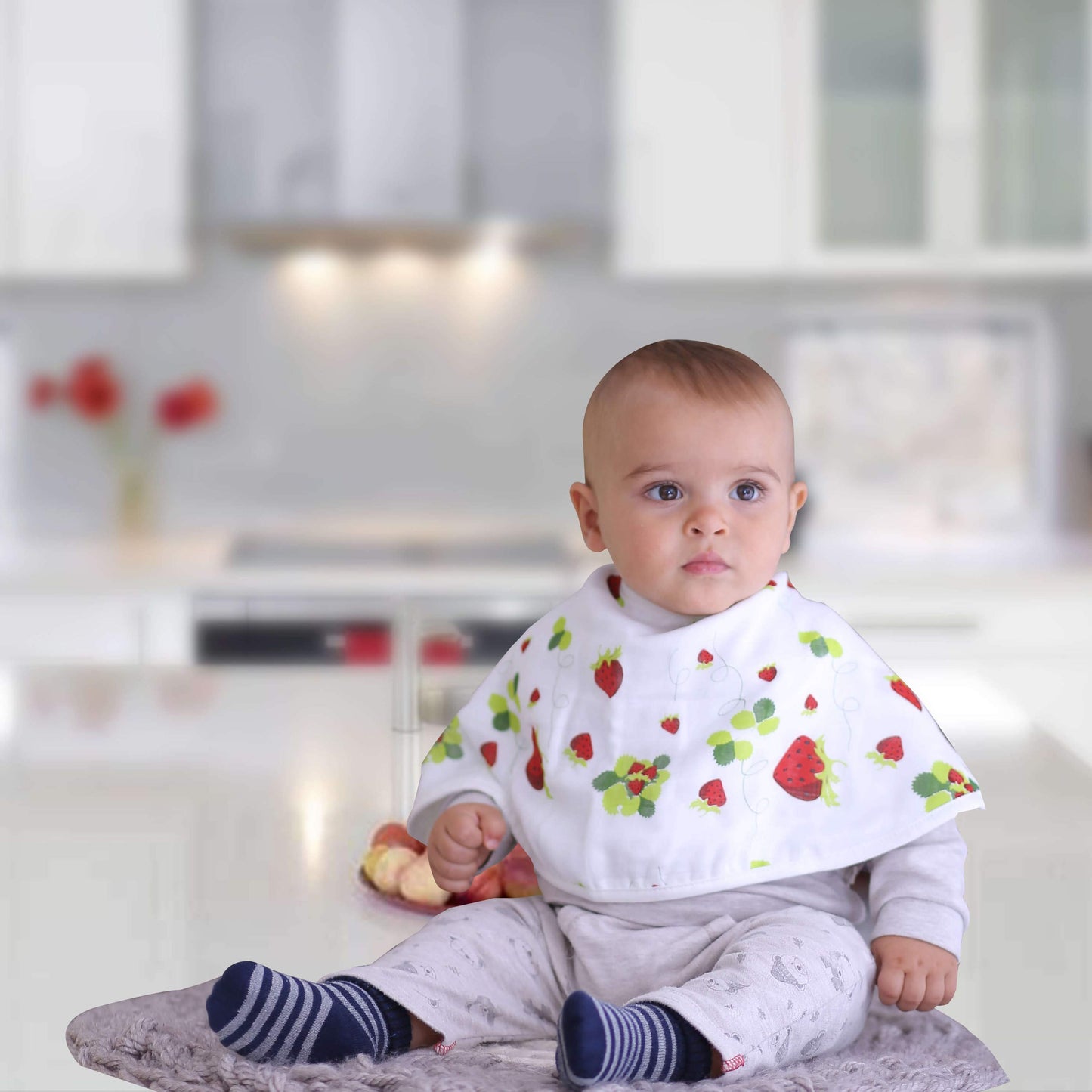 Muslin 3-in-1 Burp Cloths Bibs Pacifier Ties, Set of 2