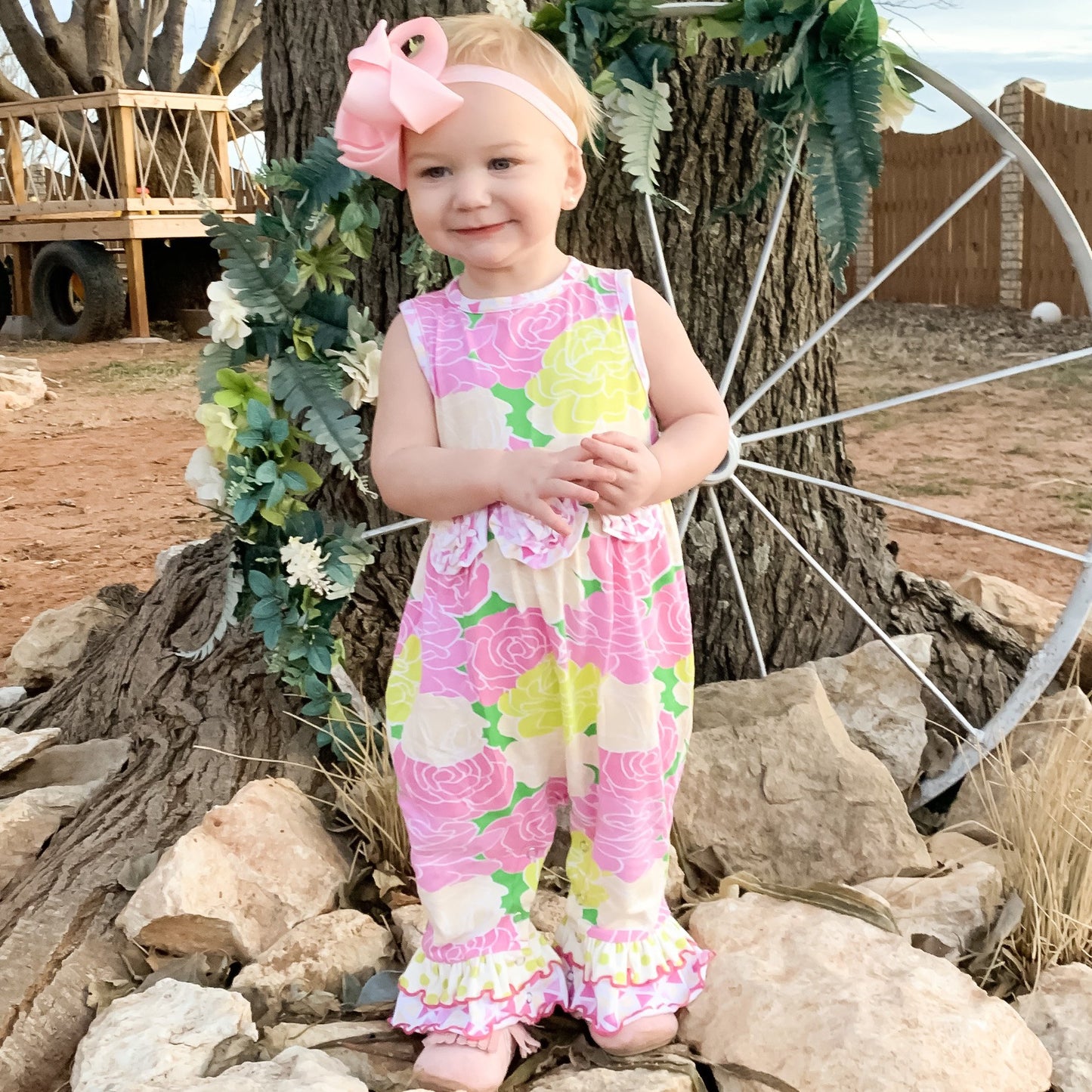 AnnLoren Blooming Floral Ruffle Romper