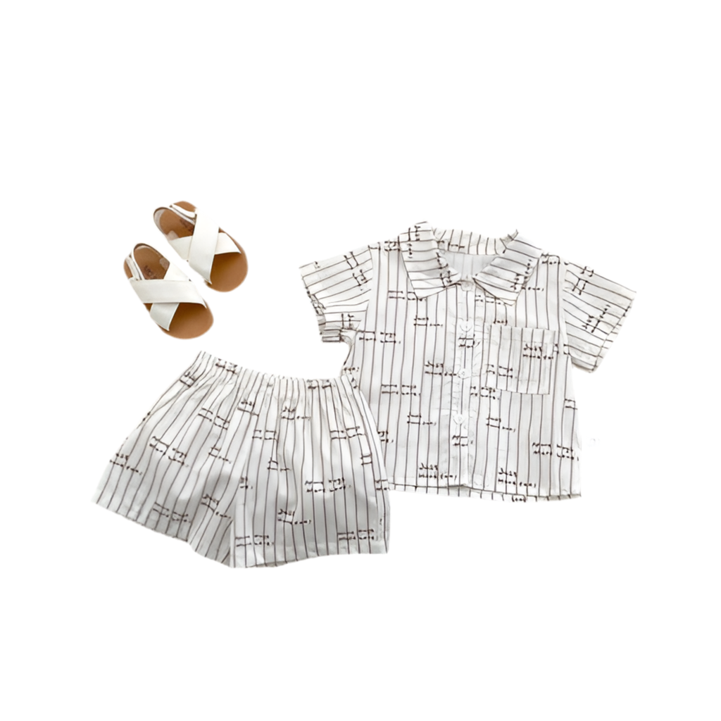 Pattern Top Shirt and Shorts Clothing Set