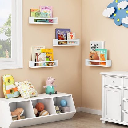Floating Nursery Book Shelves for Wall Set of 4