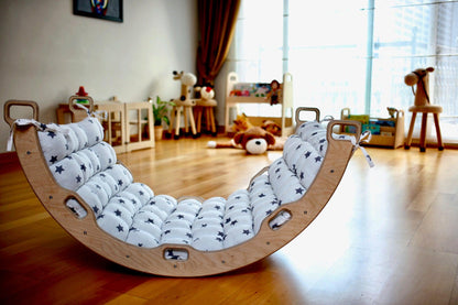 Climbing Arch with Ladder Ramp and Star Pillow Set | Wooden Climber