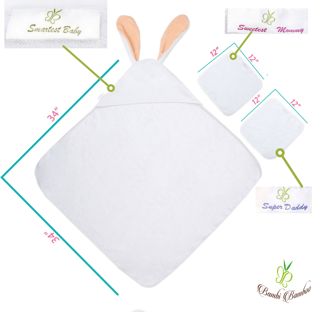 Bunny Hooded Towel & 2 Washcloths