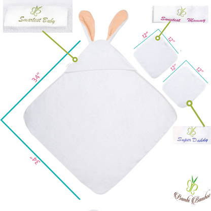 Bunny Hooded Towel & 2 Washcloths