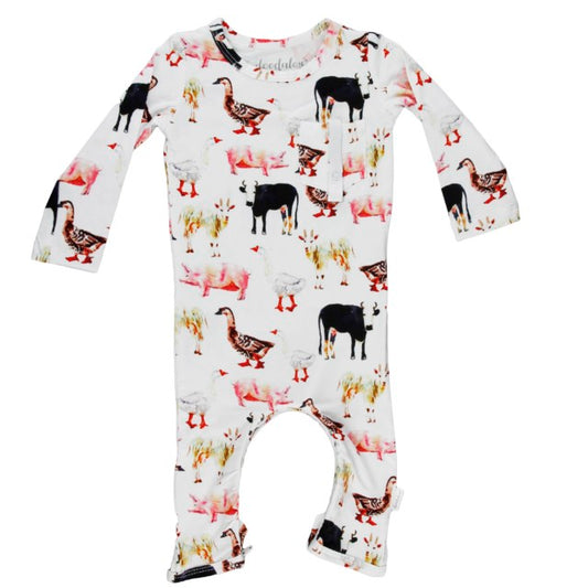 E I E I O - Doodalou Bamboo Baby Romper - 18 - 24 Months