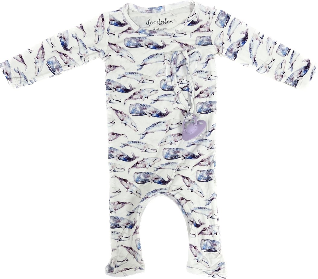 Oh Whaley? - Doodalou Bamboo Baby Romper - 0 - 3 Months