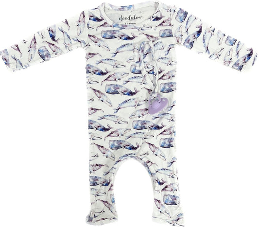 Oh Whaley? - Doodalou Bamboo Baby Romper - 0 - 3 Months