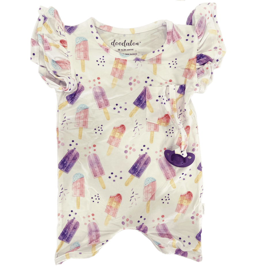 Stay Cool - Doodalou Bamboo Baby Romper Ruffle Sleeves with Shorts - 9