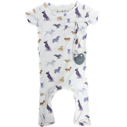 I Woof You! - Doodalou Bamboo Baby Romper Short Sleeve with Pants - 3