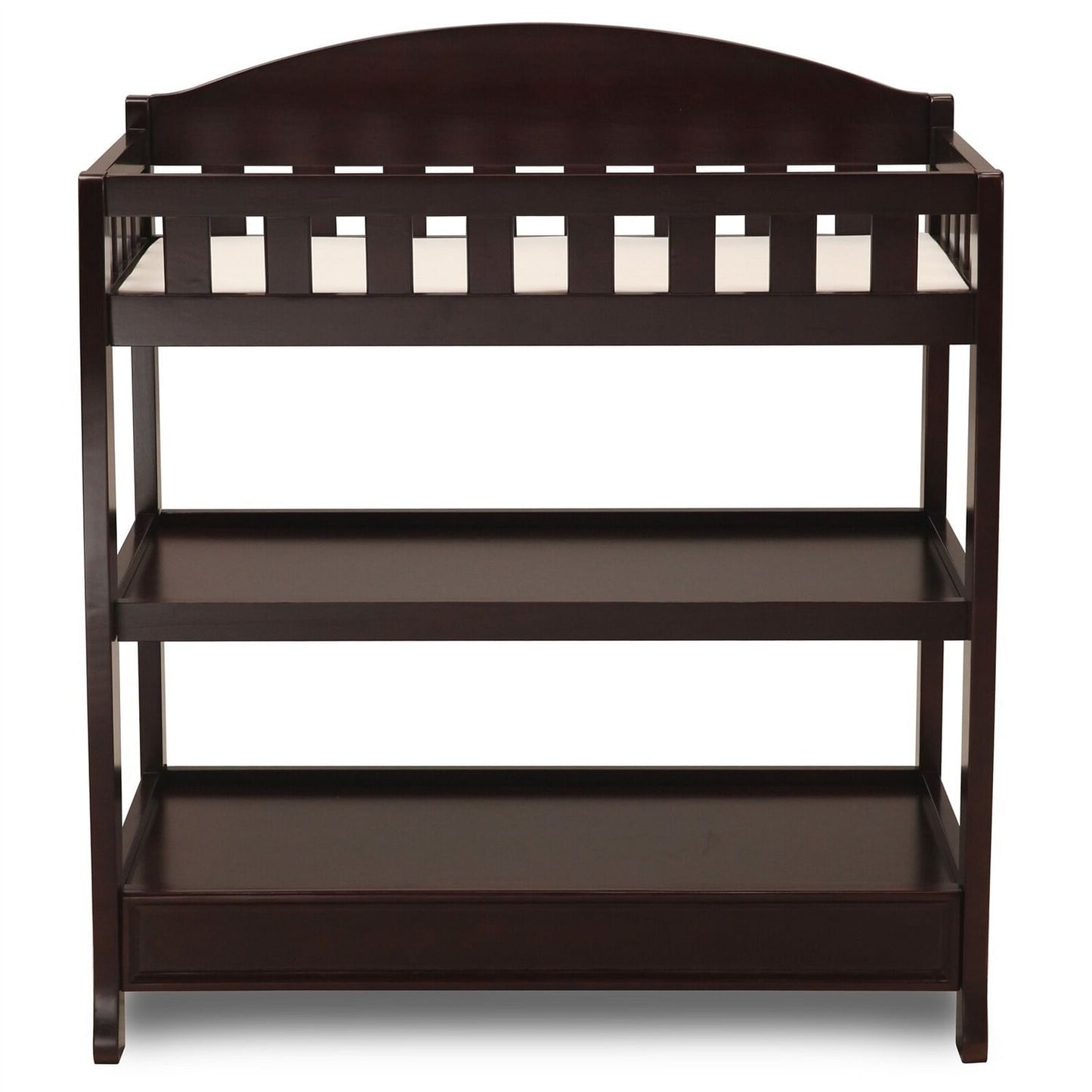 Dark Brown Wooden Changing Table with Changing Pad