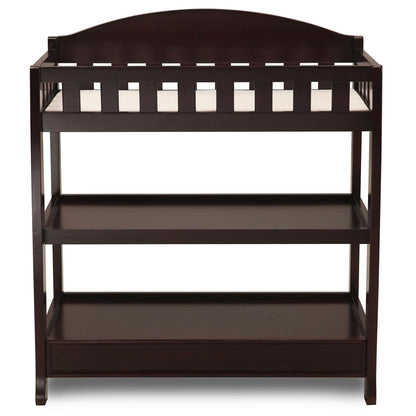 Dark Brown Wooden Changing Table with Changing Pad