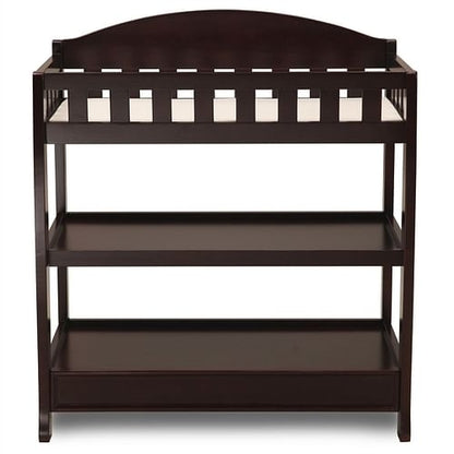 Dark Brown Wooden Changing Table with Changing Pad