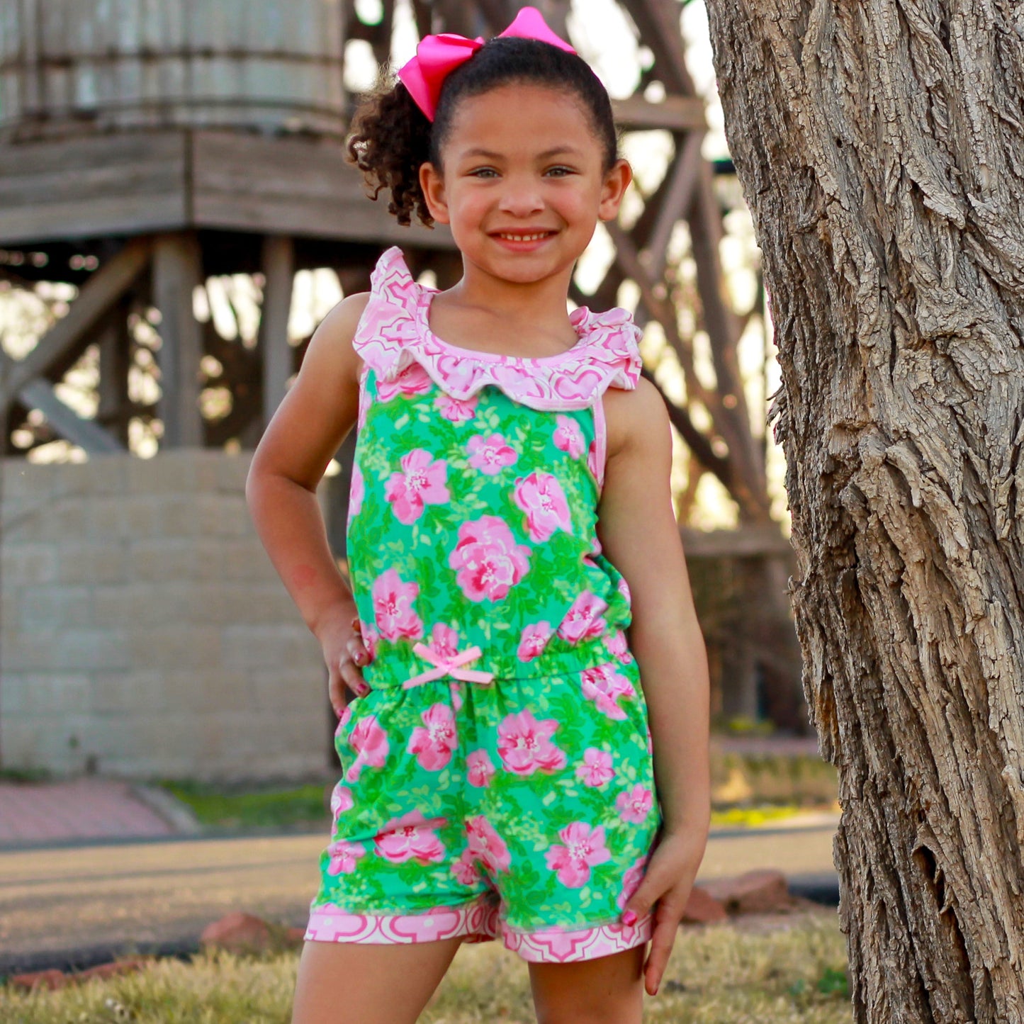 AnnLoren Shabby Chic Floral Romper