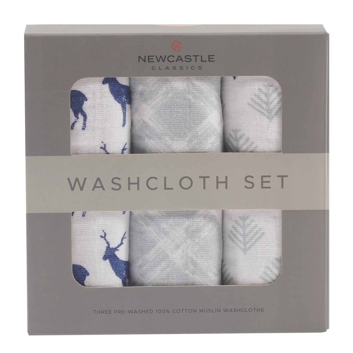 Blue Deer Cotton Washcloth 3-Pack Set