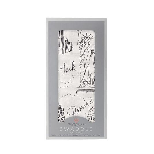London, Paris, New York Bamboo Swaddle Blanket