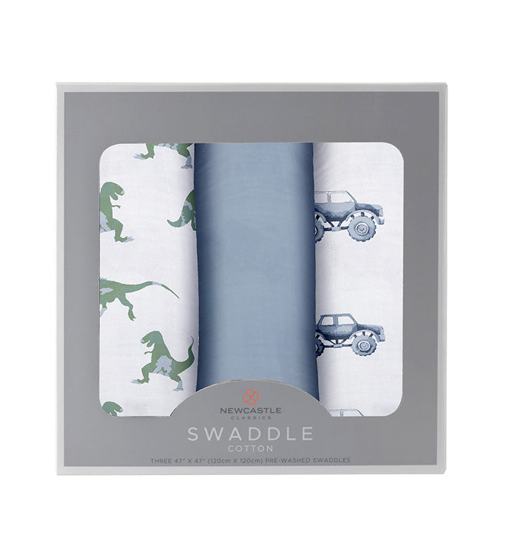 Rough Terrain Dinosaur Cotton Swaddle 3 Pack
