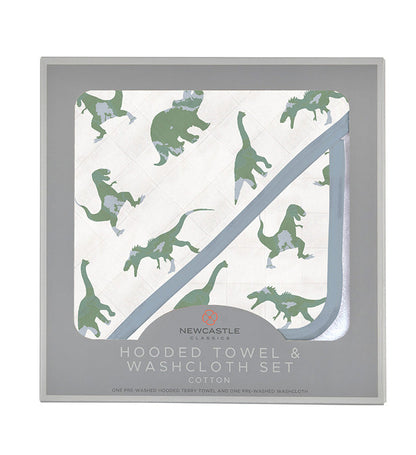 Rough Terrain Dinosaurs Cotton Hooded Towel and Washcloth Set