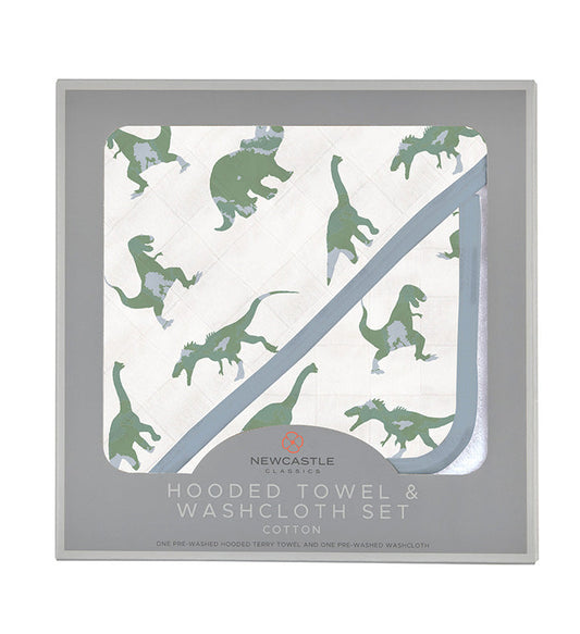 Rough Terrain Dinosaurs Cotton Hooded Towel and Washcloth Set