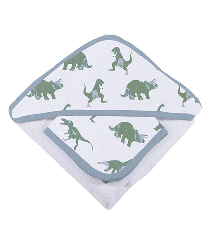 Rough Terrain Dinosaurs Cotton Hooded Towel and Washcloth Set