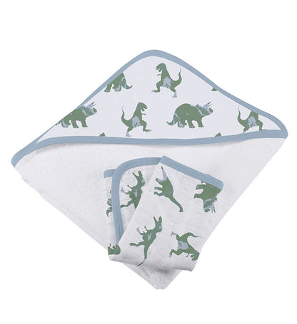 Rough Terrain Dinosaurs Cotton Hooded Towel and Washcloth Set