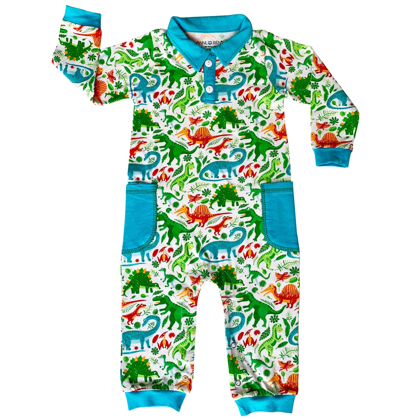 AnnLoren Dinosaur Longsleeve Romper