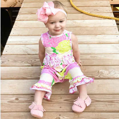 AnnLoren Blooming Floral Ruffle Romper
