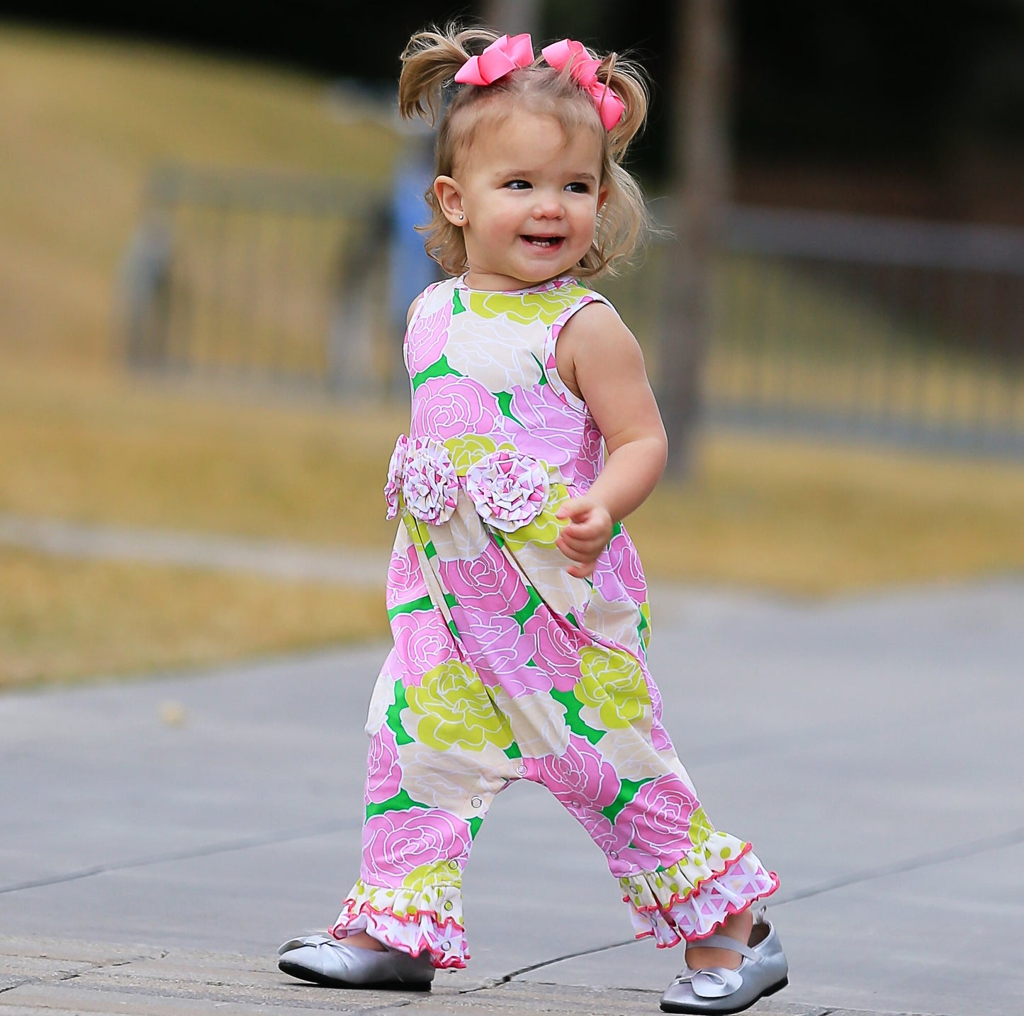 AnnLoren Blooming Floral Ruffle Romper