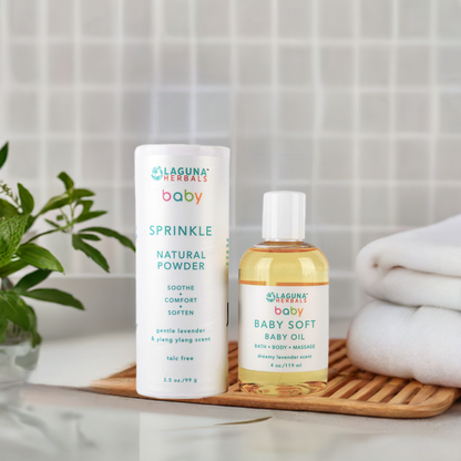 Organic Baby Oil and (talc free) Baby Powder Set