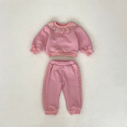 Lace Trim Sweat Set