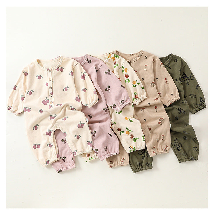 Patterned Long-Sleeve Romper