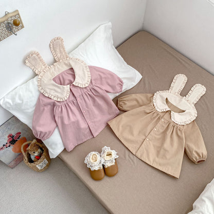 Rabbit Long Sleeve Dress with Collar