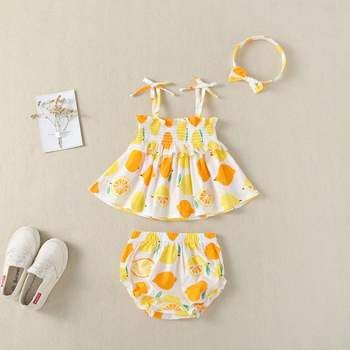 Lemon Sleeveless Dress with Bloomers