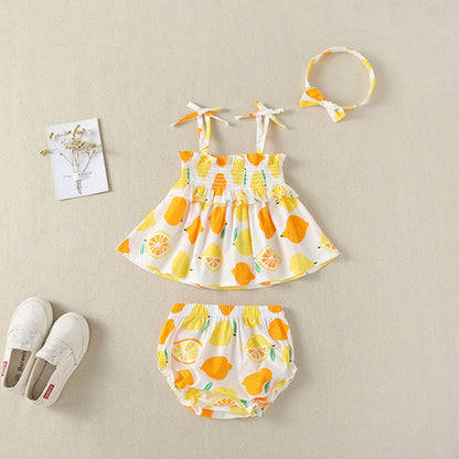 Lemon Sleeveless Dress with Bloomers