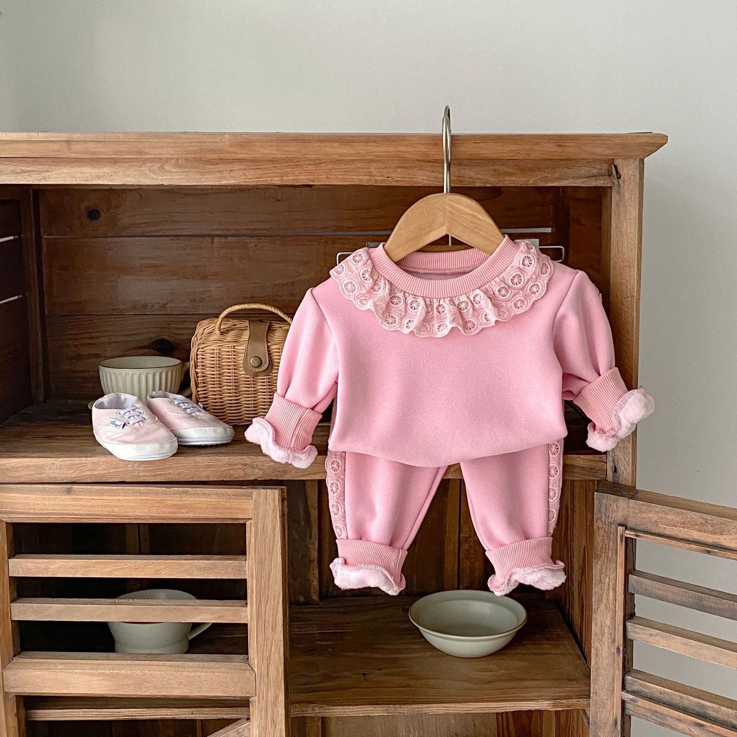 Lace Trim Sweat Set