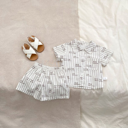 Pattern Top Shirt and Shorts Clothing Set