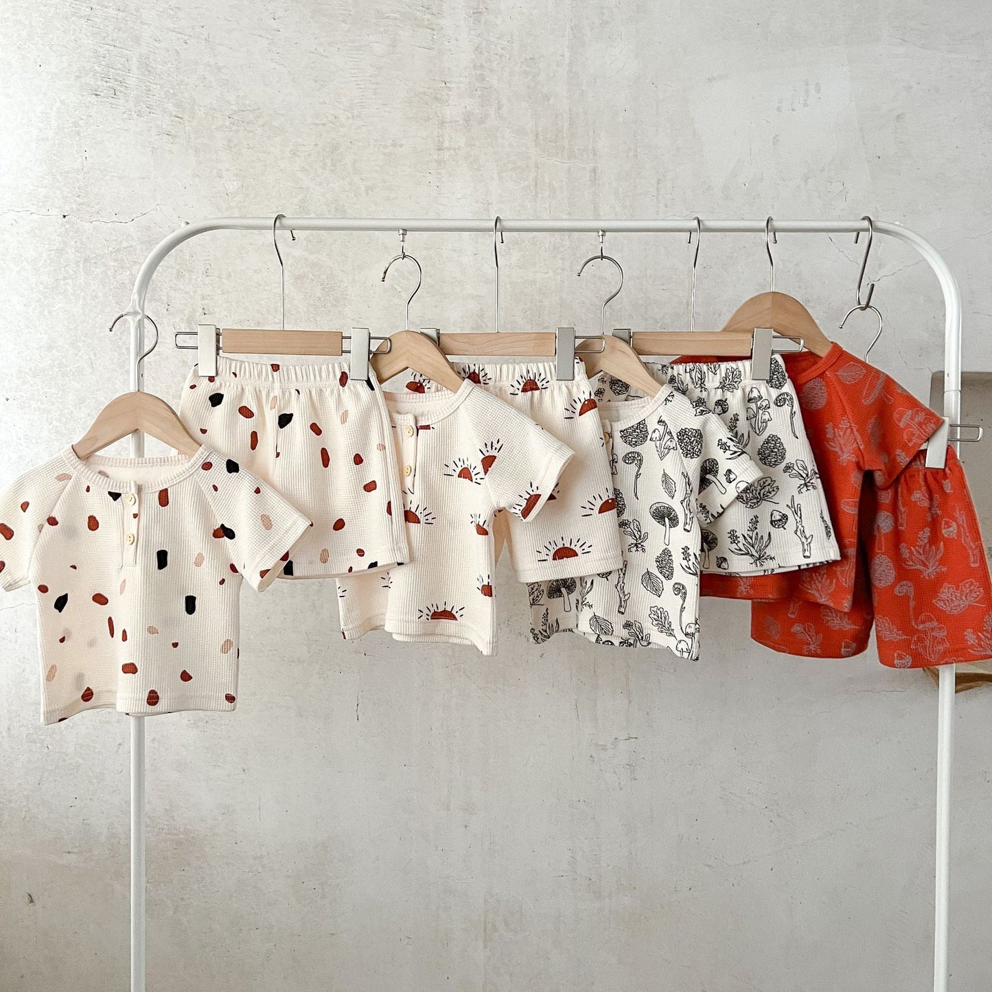 Waffle Fabric Shorts Set