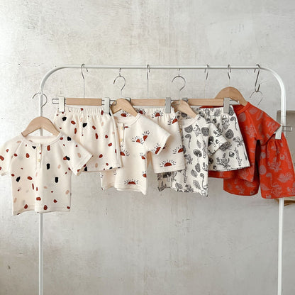 Waffle Fabric Shorts Set