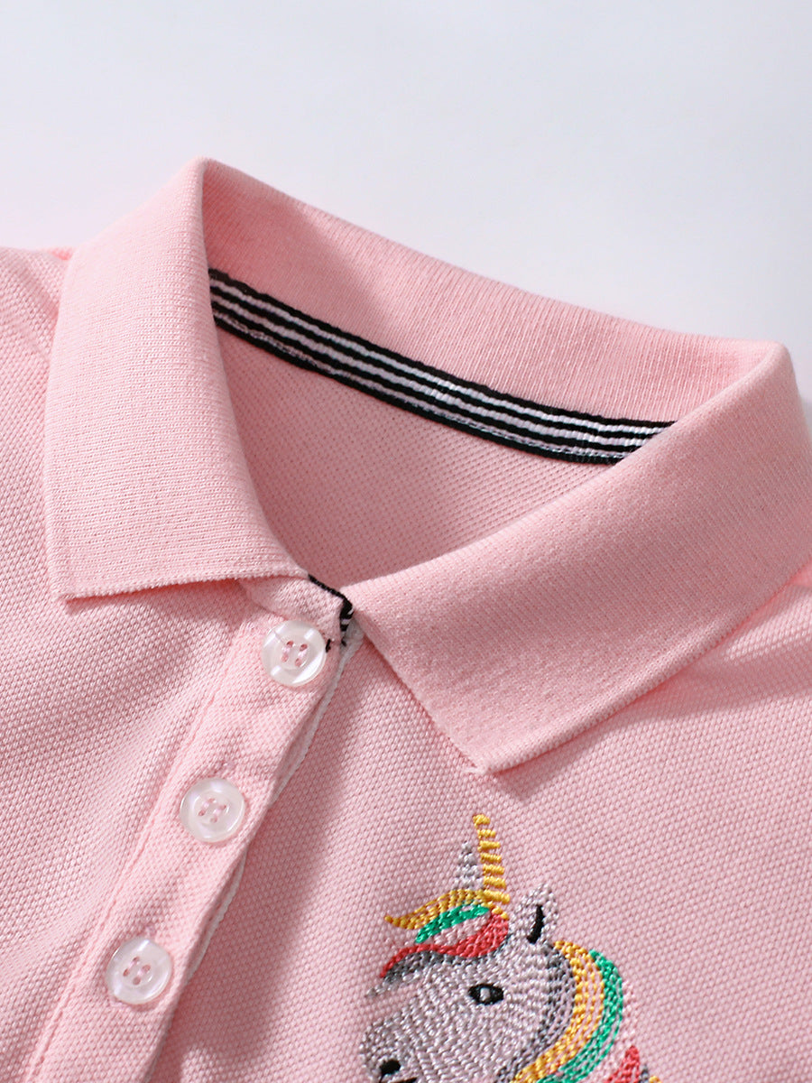 Short Sleeve Pink Collar Dress