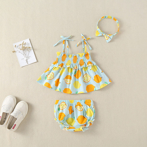 Lemon Sleeveless Dress with Bloomers