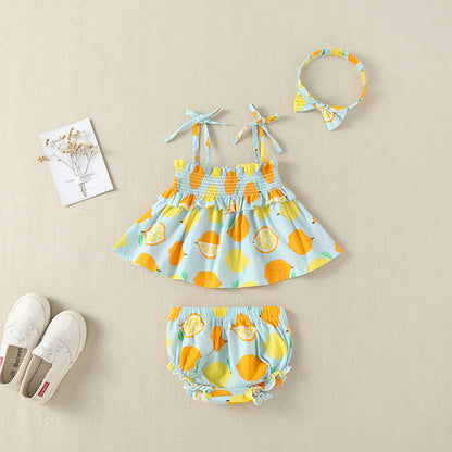 Lemon Sleeveless Dress with Bloomers