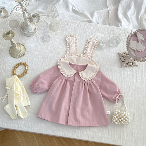 Rabbit Long Sleeve Dress with Collar