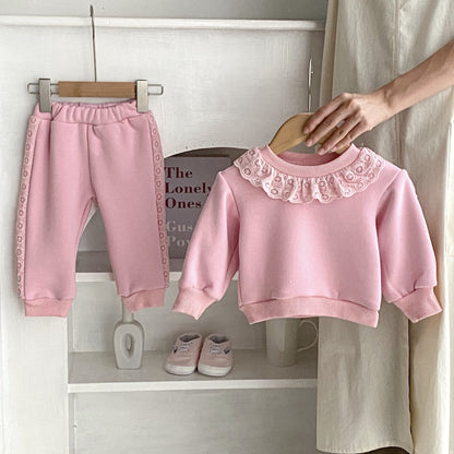 Lace Trim Sweat Set